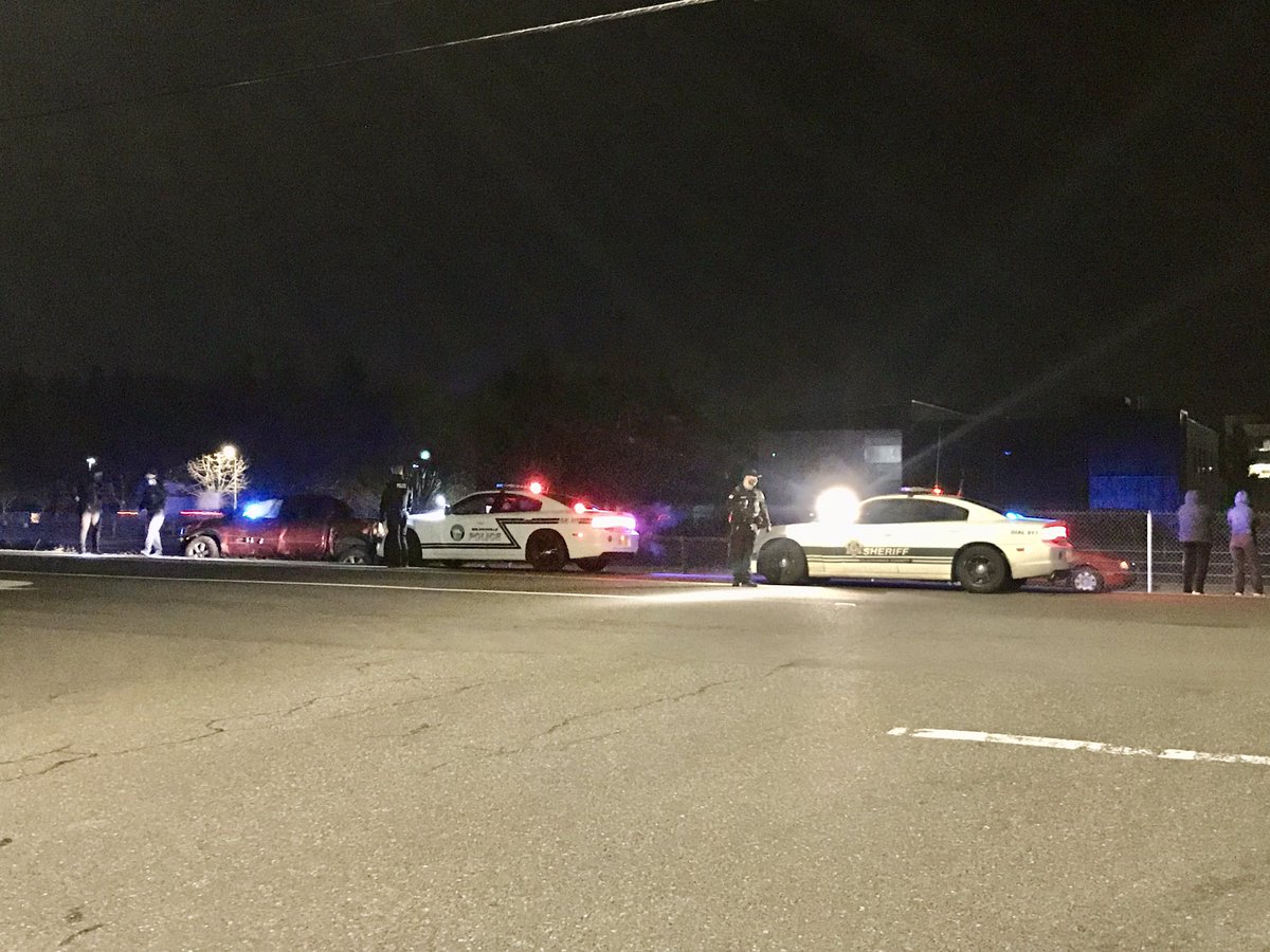 two vehicles involved in crash on I-5 south about 1 mile north of Wilsonville Rd.  One vehicle appears to have crashed onto frontage rd.  Watched police do field sobriety test on one driver, who was arrested