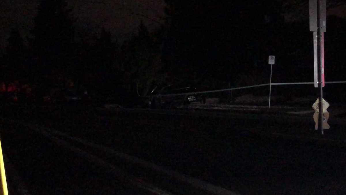 E intersections of N Houghton and Portsmouth. It's hard to see but a car has crashed into a power pole. PGE says more than 2000 customers are without power