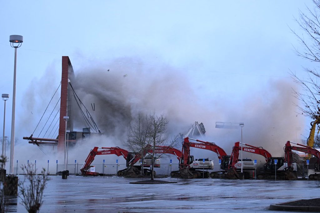 implosion of Reser Stadium’s west side.