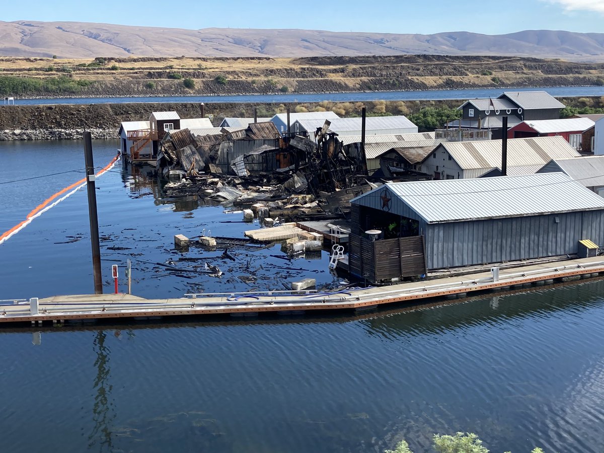 Eight houseboats were destroyed in a fire at The Dalles Marina. Crews are still on scene investigating