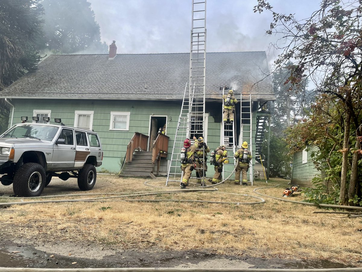 Firefighters are on scene of a house fire at 2nd Ave and Oak St in Sherwood.