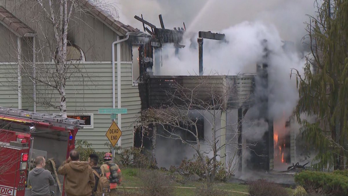 Portland Fire & Rescue is responding to two houses on fire near NW Burkhardt Ct. and Mill Pond Rd. in the Northwest Heights neighborhood close to the Beaverton/Portland boundary. KGW has a crew at the scene where flames and plumes of smoke are coming from one of the homes