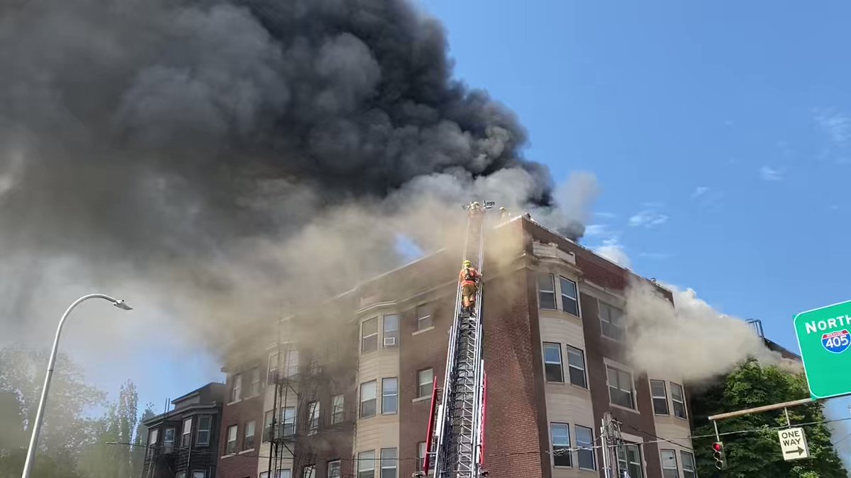Huge flames just erupted out of a 3-alarm fire in downtown Portland