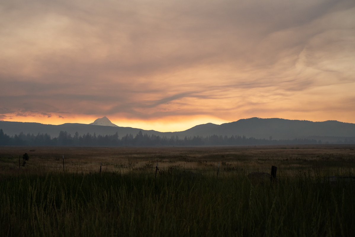 Hood is shrouded in smoke from the 100-acre BoulderFire burning in Mt. Hood National Forest Saturday afternoon, July 8, 2023. The fire was first reported just before 4:00 p.m., and has prompted evacuations