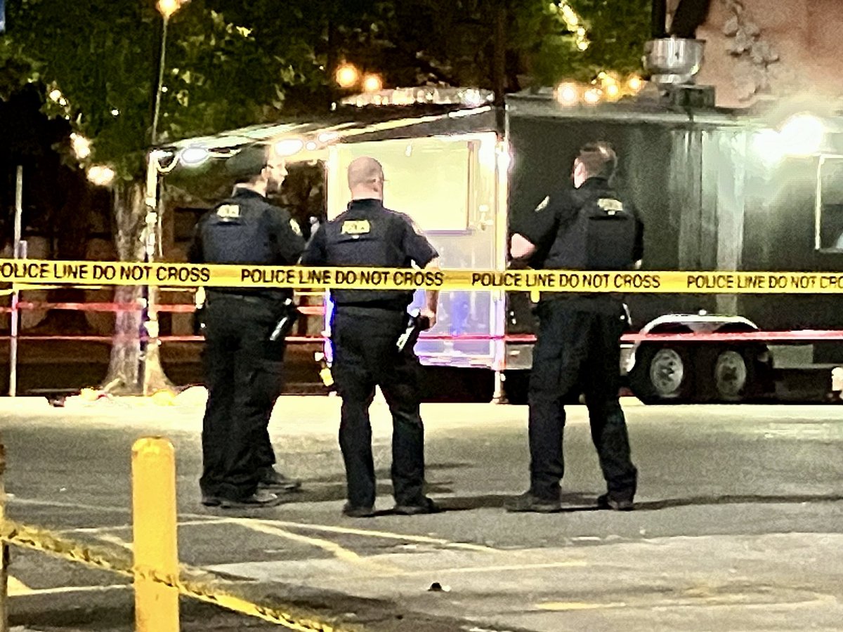 Portland Police are currently investigating an apparent shooting in the parking lot of Dante's off W. Burnside in Portland. Lots of evidence markers and police tape.   