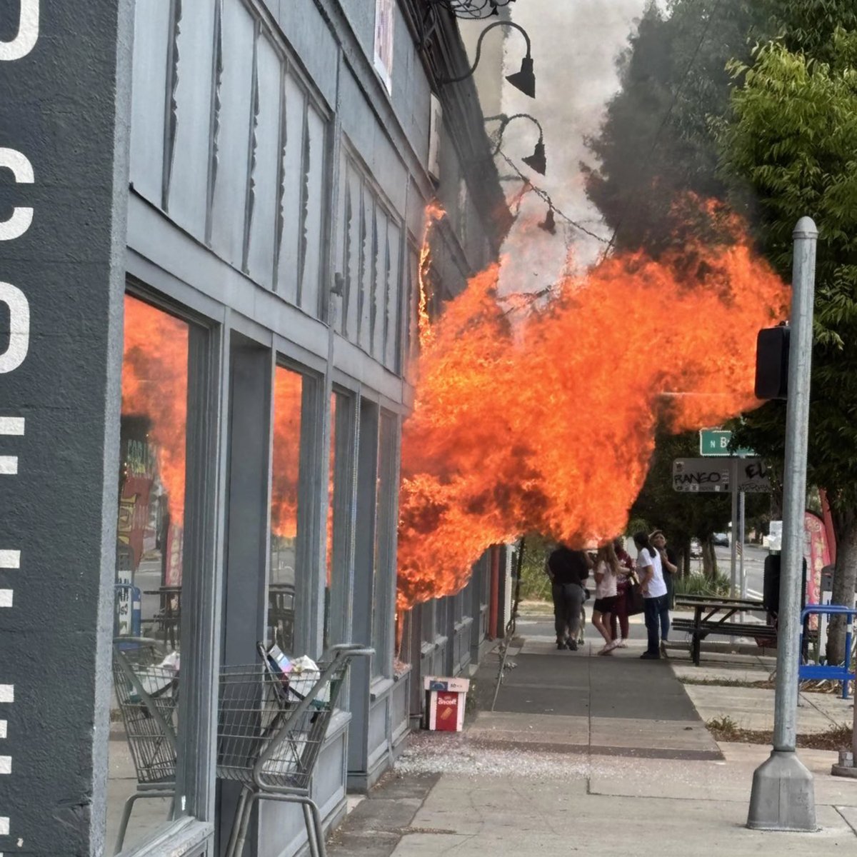 Firefighters are investigating the cause of a two-alarm fire that destroyed a business in North Portland. They say it started at the party store Boom Boom’s Balloons